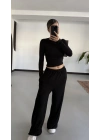 Mayte Yanı Büzgülü Takım - Siyah