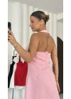 Melinda Sırt Dekolte Elbise - Pembe