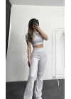 Melly Crop Takım - Gri