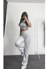 Melly Crop Takım - Gri