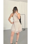 Melody Puantiyeli Elbise - Bej