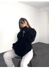 Meri Şardonlu Sweatshirt-Siyah