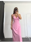 Merla Sırt Dekolte Elbise - Pembe