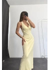 Merla Sırt Dekolte Elbise - Sarı