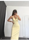 Merla Sırt Dekolte Elbise - Sarı
