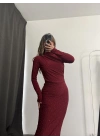 Merlyn Taşlı Elbise - Bordo