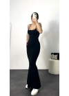 Mermaid Askılı Elbise -Siyah