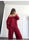 Meva Düşük Omuz Takım - Bordo