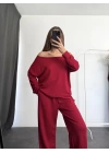 Meva Düşük Omuz Takım - Bordo