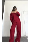 Meva Düşük Omuz Takım - Bordo