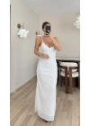Milena Payetli Elbise - Beyaz