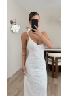 Milena Payetli Elbise - Beyaz