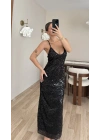 Milena Payetli Elbise - Siyah
