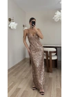 Milena Payetli Elbise - Vizon