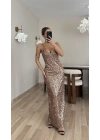 Milena Payetli Elbise - Vizon