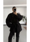 Mindy Kısa Kaşe Kaban - Siyah