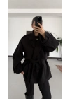 Mindy Kısa Kaşe Kaban - Siyah