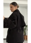 Mindy Kısa Kaşe Kaban - Siyah