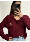 Minibear Saç Örgüsü Kazak - Bordo