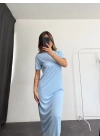 Minso Basic Elbise - Mavi