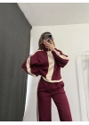 Miranda Şeritli Eşofman Takım - Bordo