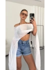 Morgan Transparan Crop - Beyaz