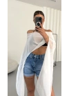Morgan Transparan Crop - Beyaz