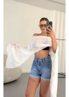 Morgan Transparan Crop - Beyaz