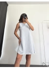 Mori Çizgili Salaş Elbise - Bebe Mavi
