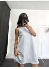 Mori Çizgili Salaş Elbise - Bebe Mavi