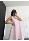 Mori Çizgili Salaş Elbise - Pembe