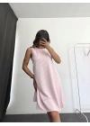 Mori Çizgili Salaş Elbise - Pembe