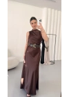 Natalia Maxi Elbise - Kahve