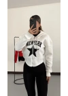 Newyork Crop Hırka - Beyaz