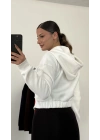 Newyork Crop Hırka - Beyaz