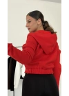 Newyork Crop Hırka - Kırmızı