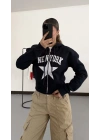 Newyork Crop Hırka - Lacivert