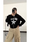 Newyork Crop Hırka - Siyah