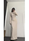 Nicole Kemerli Elbise - Bej