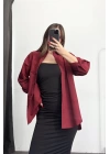 Niha Oversize Gömlek - Bordo
