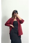 Niha Oversize Gömlek - Bordo