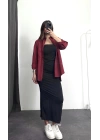 Niha Oversize Gömlek - Bordo