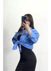 Niha Oversize Gömlek - Mavi