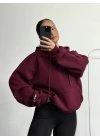 Nona Şardonlu Sweashirt - Bordo