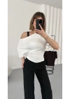 Nora Yarasa Kol Bluz - Beyaz
