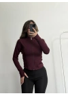 Olga Fermuarlı Hırka - Bordo