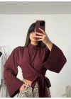 Oline Bağlamalı Gömlek - Bordo