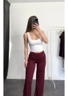 Olivia Kemer Detay Pantolon - Bordo