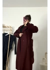 Oversize Kaşe Kaban - Bordo