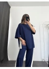 Oversize Şeritli Takım - Lacivert